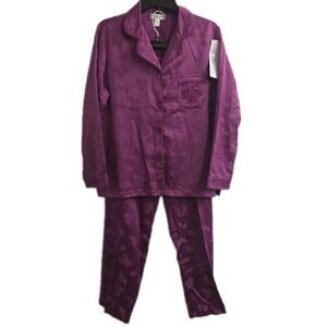 NEW Miss Elaine Pajama Set Medium Shirt Pants Purple Long Sleeve Buttons Womens